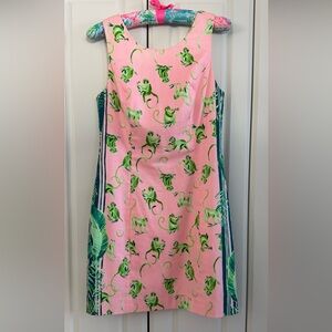 🐒🌴Lilly Pulitzer Mila Shift~Monkey Business Pink and Green Monkey Print Dress🌴🐒